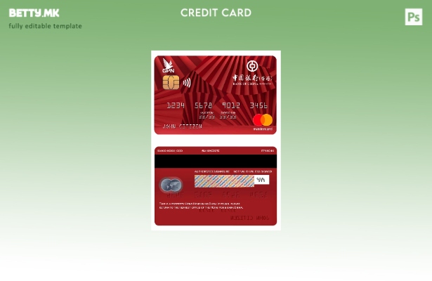 Модерен стил на шаблон за мастер картички на Банката на Кина во Хонг Конг